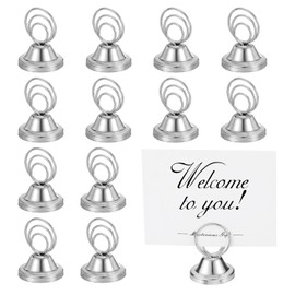 PATIKIL 24 Pack 1.57 Inch Table Number Holders, Weighted Base Place Card Holders Picture Stand Photo Sign Clips for Wedding Reception Restaurants, Silver