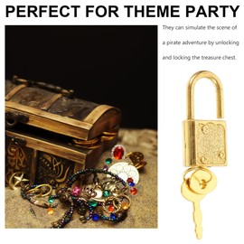 Totority Golden Mini Padlocks with Keys 5 Sets Vintage Style Locks for Kids Treasure Chest, Pirate Game Props, Party Accessories, Collectible Display, 1.25 X 0.62 X 0.27 Inch