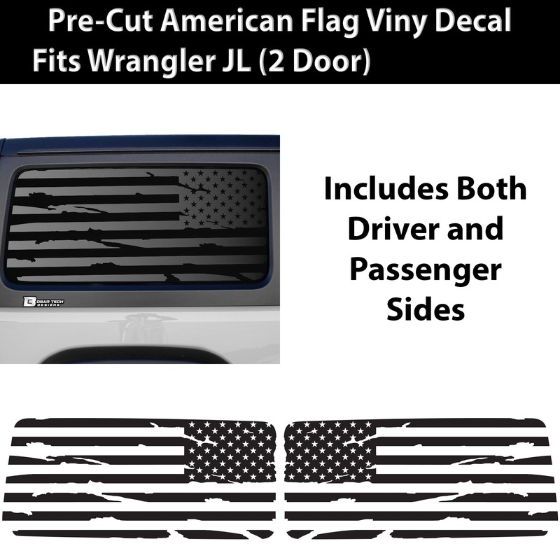 Bogar Tech Designs Precut Quarter Window American Flag Vinyl Decal