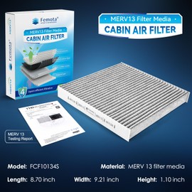 Femota MERV 13 Cabin Air Filter with Activated Carbon, CF10134(CP134) for Accord, Civic, CR-V, Odyssey, Pilot, Ridgeline, ILX, MDX, RDX, RL, TL, ZDX.