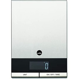 Wilfa GRAM STÅL Küchenwaage - mit einer Kapazität von 5 kg., aus rostfreiem Edelstahl, großes, gut lesbares LCD-Display, silber