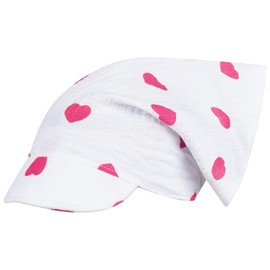 Headscarf Hat Peaked Cap Girls Summer Cotton Muslin, white-pink