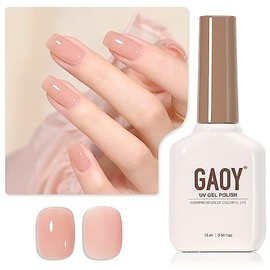 GAOY- Esmalte de uñas en gel Jelly Nude, esmalte en gel translúcido Sheer Peach de 16 ml, curado con luz ultravioleta para manicura DIY
