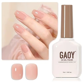 GAOY- Esmalte de uñas en gel Jelly Nude, esmalte en gel translúcido Sheer Peach de 16 ml, curado con luz ultravioleta para manicura DIY