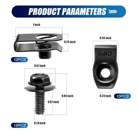 Merdege 35 PCS Screws, Bumper Clips, U-Nuts Engine Under Cover Splash Shield Guard Body Bolts, Car Fender Liner Push Retainer Bolts Kit (Black)