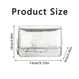 TOEECY Women's Mini Shoulder Bag Made of High Quality PU Stylish Small Square Design Trendy Accessory for Evenings Parties and Everyday Life Fashion Conscious Women, silver