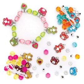 Baker Ross FE368 Charm Bracelet Teddy Bear Craft Set – Pack of 3, Perfect for Girls for Crafts as Children's Jewellery, Children's Birthday Crafts