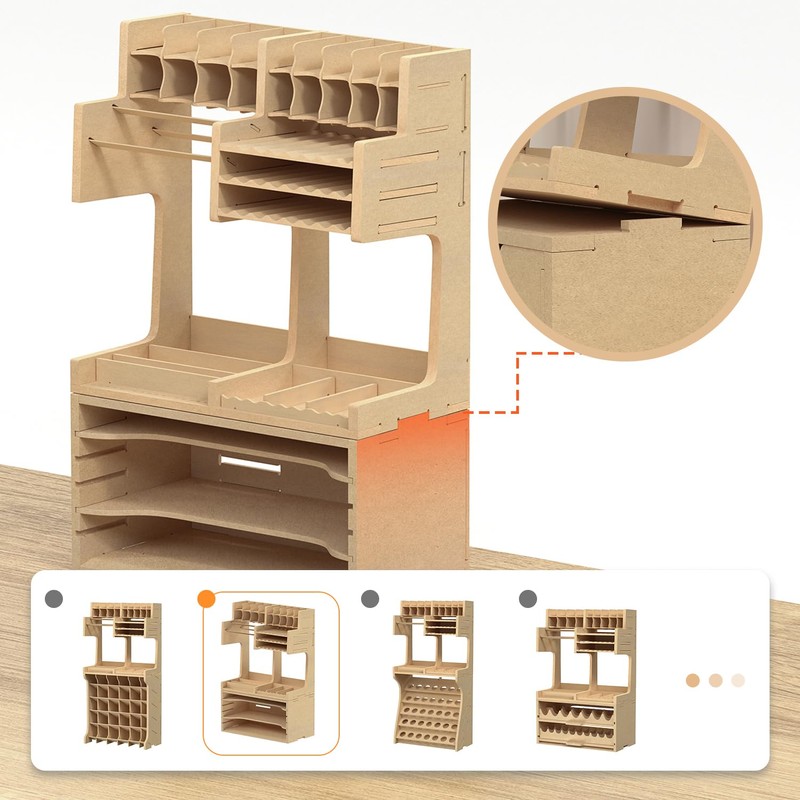 Bucasso Wooden Model Kit Organizer Rack with MDF Material, Paint