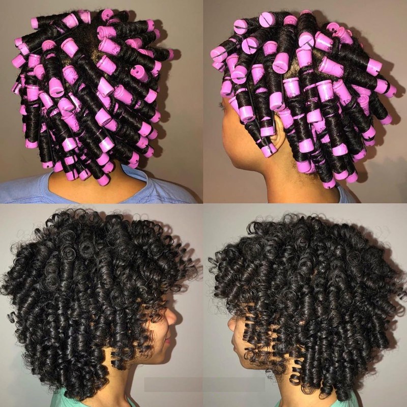 40 Pcs Perm Rods For Short Hair Purple Heatless Curl