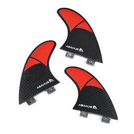 Abahub FCS Carbon Fiber Tri Fins G5 Surfboard Fin, 3 Thruster Fins for Surf Boards, Surfing Longboard, Shortboard, Carbon Fiber