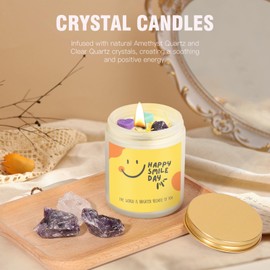 Inspirational Gifts for Women, Sunshine Scented Candle with Crystals, Home Aromatherapy Candle, Birthday Gifts Mothers Day Appreciation Thank You Gift for Women Boss Coworkers Teachers Nurse