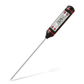 Termómetro Digital de Carne Cocina - Impermeable Termómetro con Lectura Pantalla LCD y Inoxidable Plegable de la Sonda de Metal Larga para Leche Barbacoa Parrilla Carne BBQ Candy y baño agua