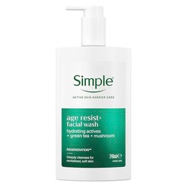 Simple Age Resist+ Facial Cleanser with hydrating actives, green tea and mushroom daily face wash deeply cleanses for revitalised, soft skin 240 ml