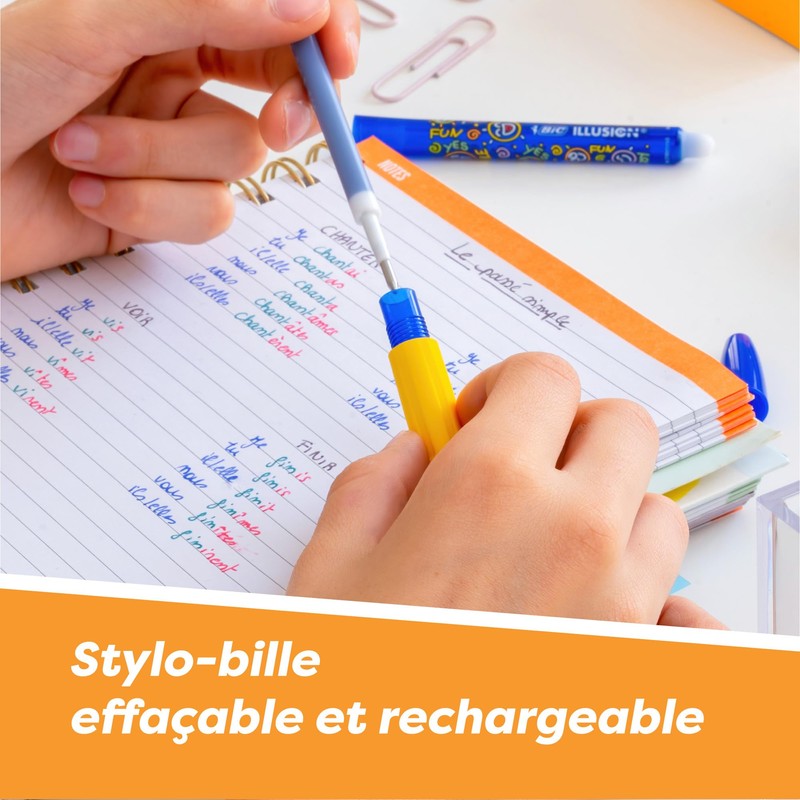 BIC Illusion Erasable and Refillable Ballpoint Pens with Medium Tip