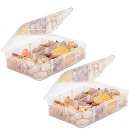Snack Box Container for Little Boys and Girls, 2 Pack Snackle Box Container with 8 Adjustble Compartments, Snack Boxes for Travel Party Meal, BPA Free, Dishwasher Safe, Portable, Easy to Use and Clean