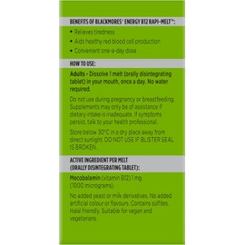 Blackmores Energy B12 Rapi-Melt | Cherry Flavour | 90 Melts | Supports Energy Levels & Nervous System Function