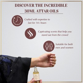 Dukhni Oud Mukhalat Attar Oil Arabic perfume oils for men and women, without alcohol | 30ml Pure roll on perfume, saffron oud oil | Eid, Ramadan, Umrah Haj Gifts, Islamic Fragrances