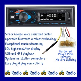 Generic LS Tractor Radio 12V AM FM Bluetooth Streaming USB Easy Install Connect Harness No Wire Splicing Direct Plug & Play Stereo Heavy
