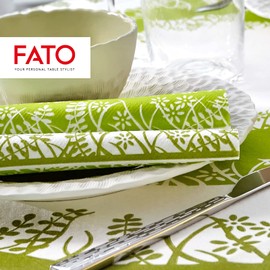 Fato, Trockene Papierservietten, Airlaid, Textileffekt, Packung mit 50 Servietten, Größe 40x40 gefaltet in 4, Garten Pistazien-Muster