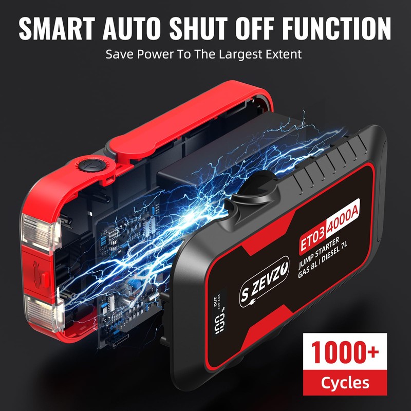 S ZEVZO ET03 Car Jump Starter 4000A Jump Starter Battery