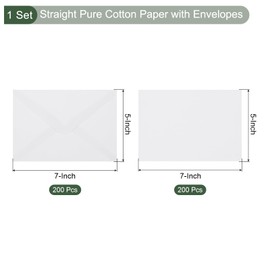 YOKIVE 200 Pcs Straight Pure Cotton Paper with Envelopes, Blank Cardstock Painting Board Great for Party Decoration, Crafts, Drawing (White, 5x7-Inch)
