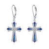 Cross Earrings Sterling Silver Dangle Drop Leverback Cross Earrings Religion