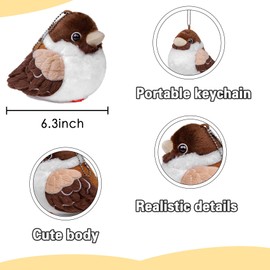 lilizzhoumax Sparrow Cuddly Toy, 30 cm/12 Inches, Simulated Animal Sparrow Plush Toy, Kawaii Cuddly Toy, Sparrow, Realistic Sparrow Bird Plush Toy for Wild Animals, Gift for Friends and Children