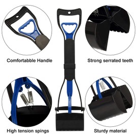 PETINCCN Pooper Scooper Long Handle Top Paw Jaws Poop Scoop Dog Sanitary Waste Pickup Removal for Small,Medium, Large, XL Pets Waste Bag Holder Feces Remover Portable Heavy Duty Disposer with Bags