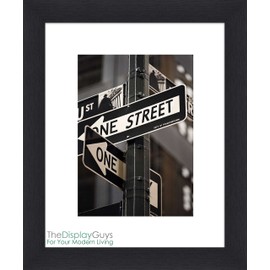 The Display Guys ~ 2 sets of 8x10 inches Black Wooden Photo Frame, Tempered Glass, Luxury Made Affordable, with 1pc White Mat Board for 5”x7” Picture