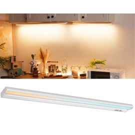 Snyloe 32'' LED Under Counter Lights, 24W 1850LM, Hardwired Cabinet Light, 3 Color Temperatures (3000K/4000K/5000K), Dimmable, Quick Installation for Kitchen, Garages, Basements, YT-4201B-32