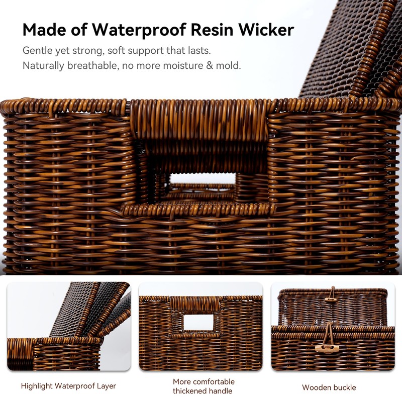 Nonam Wicker Storage Basket with Lid, Large Shelf Baskets for