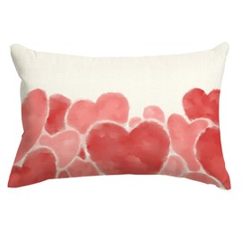 RABUSOFA Valentines Pillow Covers 12x20 Inch,Watercolor Red and Pink Heart Pillows Decorative White Throw Pillow,Anniversary Wedding Valentines Day Pillow Decoration Sofa Couch(11)