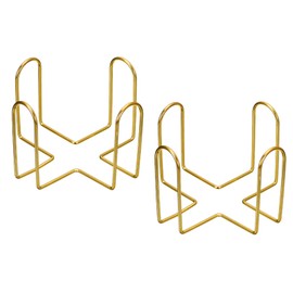 sourcing map Set of 2 Coaster Holders 2.17 Inches – Iron Metal Coaster Shelf Rack for Both Round and Square Holds 6 Coasters (Gold)