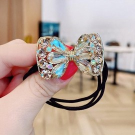 [써니 패션] 고급 데일리 큐빅 리본 헤어 머리끈 4개 [Sunny Fashion] Premium Daily Cubic Ribbon Hair Ties Set of 4