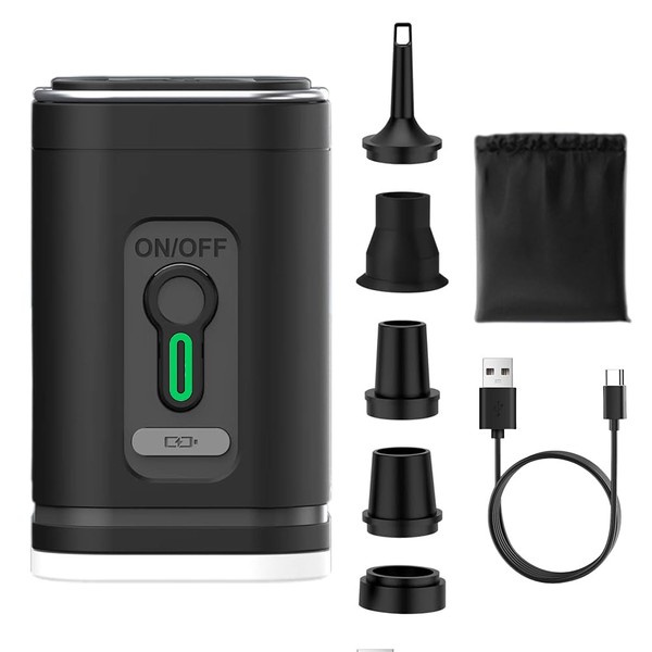 Tragbare Elektrische Luftpumpe mit LED Campinglampe, Aufladbare Luftpumpe, Mini Luftpumpe