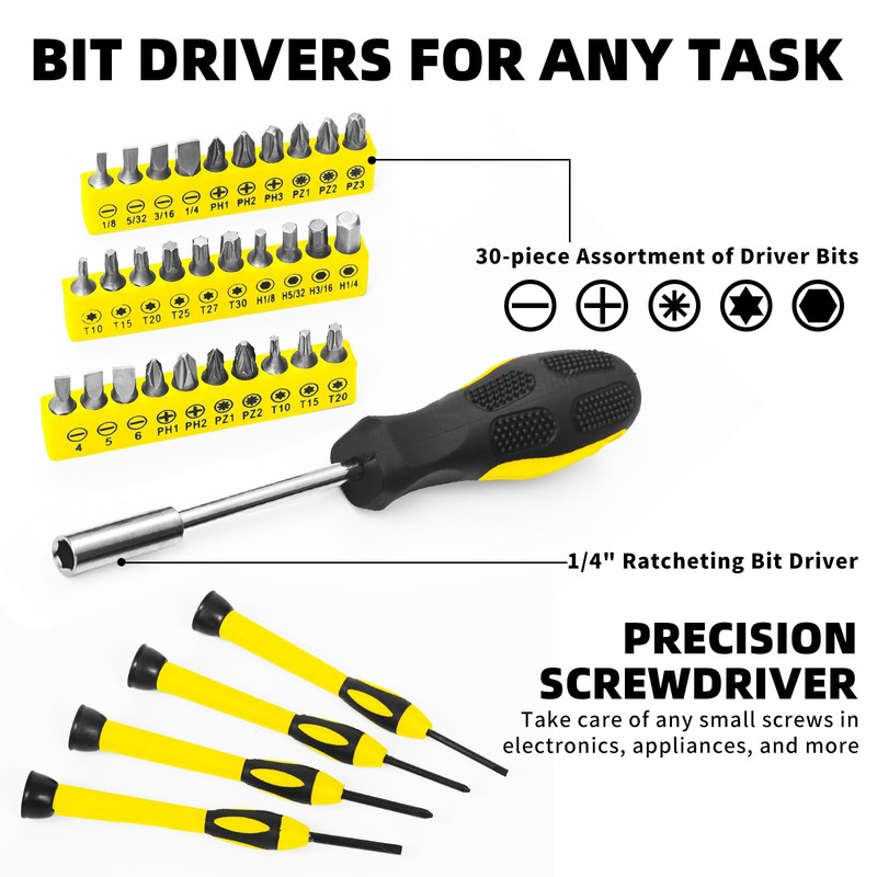 58-Piece Tool Kit Basic Home Repair Tool Set, General Household