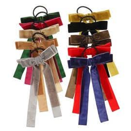 Ipetboom 10pcs Bow Hair Ties Velvet Hair Accessories for Women Teen Girls Elastic Ponytail Cuffs Bow Ponytails for Women