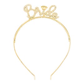 GAFATORY Gold Bride Headband Bride to Be Headband Bachelorette Party Accessories Teeth Comb Headbands Rhinestone Headbands Brides Accessories for Bachelorette Party Wedding