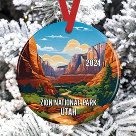 2024 Zion National Park Christmas Ornament, Watercolor Painting Utah Vacation Travel Souvenir