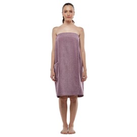 ESKYMODE Womens Terry Cotton Bath Robe Wrap, Women's Spa Shower Towel Bathrobe Plum L/XL