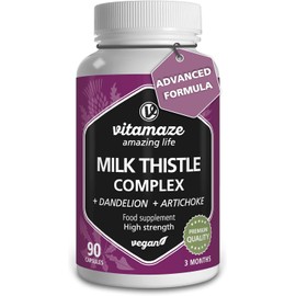 Vitamaze® Milk Thistle 6000mg High Strength (3-Month Supply) with Dandelion & Artichoke – 80% Silymarin Extract for Natural Liver Support – 90 Vegan Capsules
