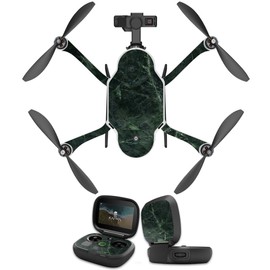 MightySkins Skin Compatible with GoPro Karma Drone Headphones wrap Cover Sticker Skins Green Marble