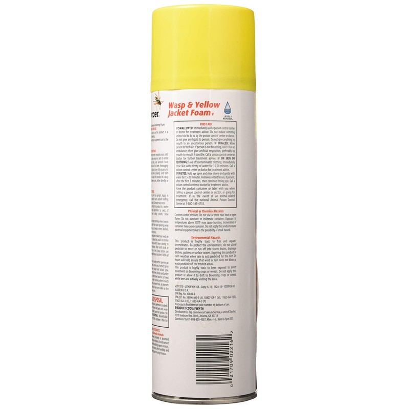 ZEP FWH-16 Yellow Jacket Wasp Control Foam Spray, 16-Ounce