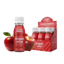 Proper Wild Vegan Energy Shots, with L-Theanine, and Organic Caffeine, Clean Plant Based Energy Drink, Gluten Free, GMO Free, Dairy Free, Stevia Free, Soy Free, Apple, 2.5 Fl Oz, 6 Pack