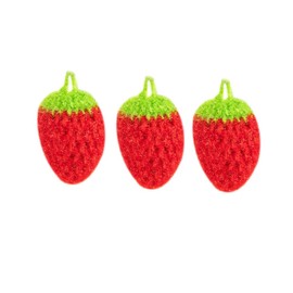 UPKOCH 3 esponjas divertidas con forma de fresa, trapos de cocina súper suaves y absorbentes para lavar platos y limpiar (rojo)