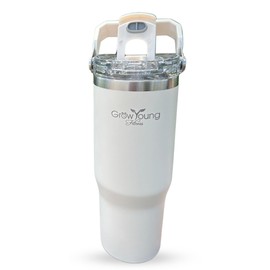 Grow Young Fitness 32oz Premium Insulated Water Bottle – Leakproof, Stainless Steel, Double-Wall Vacuum Sealed, Cup Holder Friendly, BPA-Free, Durable with Ergonomic Carry Handle