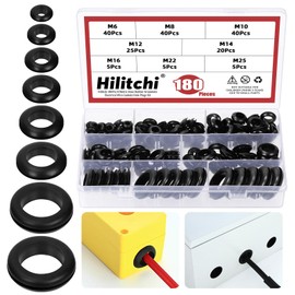 Hilitchi 180Pcs 8 Sizes Rubber Grommet Assortment Kit, Desk Grommet Wire Cord Cable Organizer Hole Plug Firewall Grommets Gasket Electrical Appliance Grommet Wire Protection Desktop Cable Hole Cover