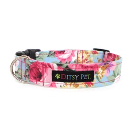 Ditsy Pet. Rose Floral Dog Collar Small