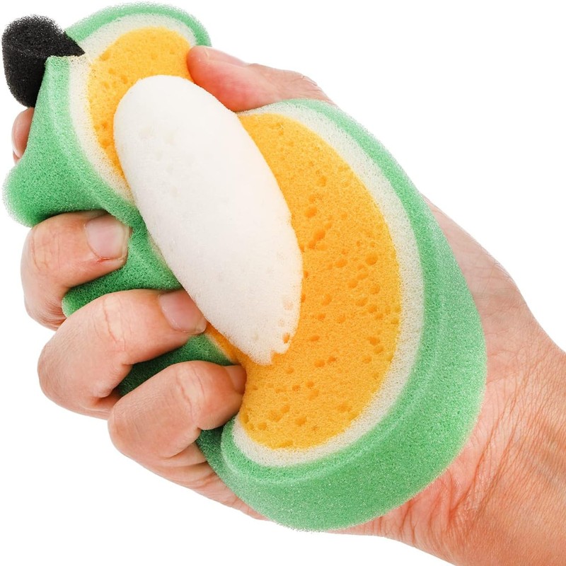 JCZD 4 Pack Shower Sponge, Cute Fruit Shaped Bath Sponge