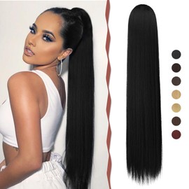 Sofeiyan Ponytail Hairpiece Hair Extension with Drawstring 70 cm Long Straight Braid Ponytail Natural Soft Hair Extension Synthetic Ponytail Extension for Women, Black